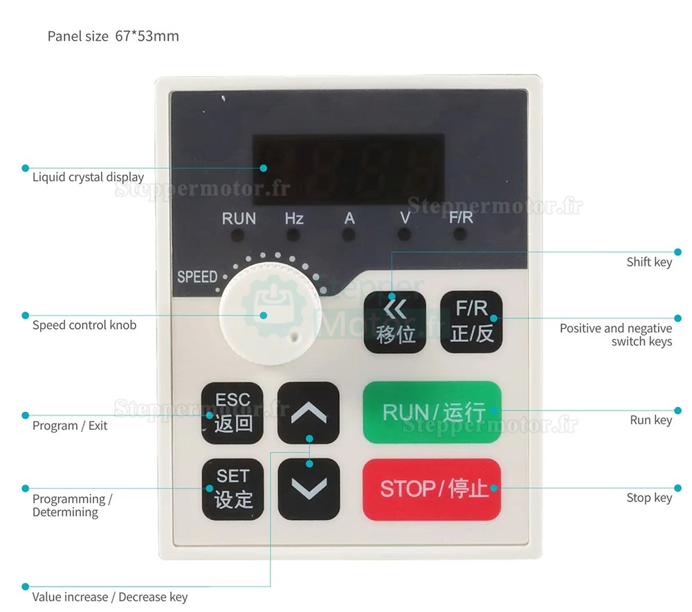 Variateur de fr&eacute;quence (VFD) pour broche 5 CV 3,7 kW H100-3.7S2/H100-3.7T4 220 V/380 V